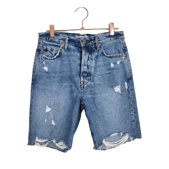GRLFRND Marjan mid rise denim distressed shorts in Step it Up size 24 - Picture 1 of 11